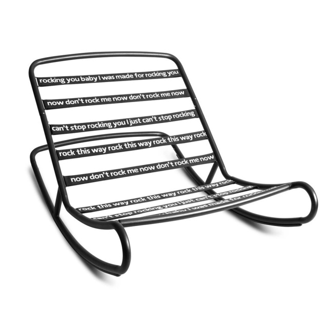 Balansoar exterior negru din metal Rock 'n Roll Fatboy