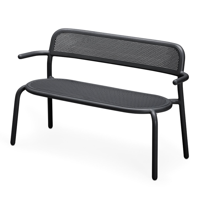 Banca exterior gri antracit din metal 124 cm Toni Fatboy