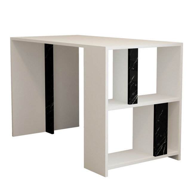 Birou alb/negru din lemn 60x120 cm Lima Marble The Home Collection