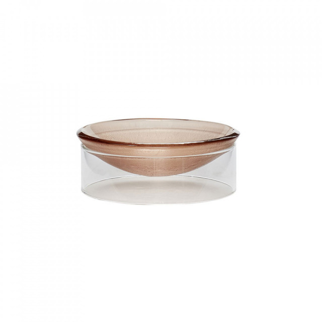Bol decorativ maro/transparent din sticla 12 cm Flow Hubsch