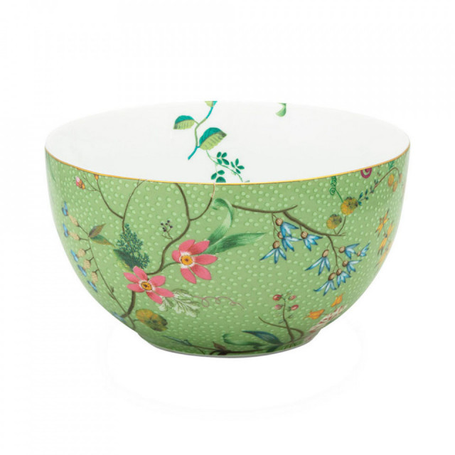 Bol multicolor din ceramica 12 cm Jolie Flowers Green Pip Studio