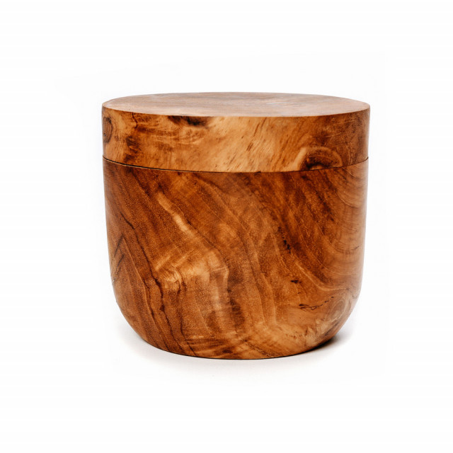 Borcan cu capac maro din lemn de tec 8 cm Root Base Jar Bazar Bizar