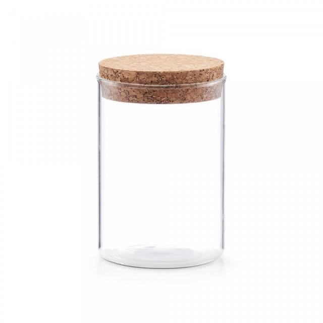 Borcan cu capac transparent/maro din sticla si fibre naturale 400 ml Storage Jar Cork Zeller