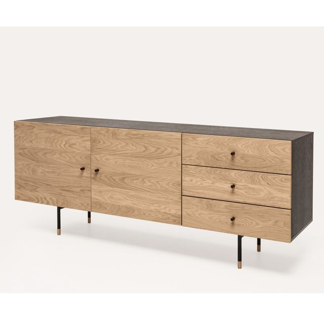 Bufet inferior maro/negru din lemn 180 cm Jugend Woodman