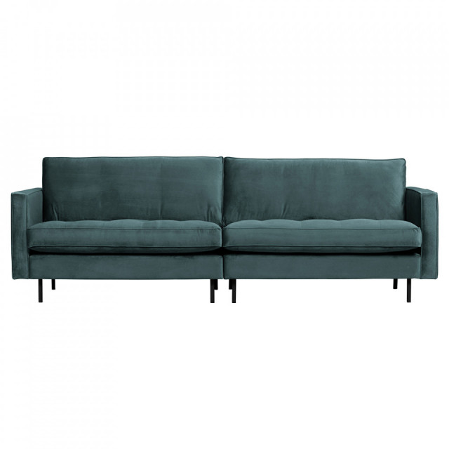 Canapea albastru teal din catifea pentru 3 persoane Rodeo Classic BePureHome