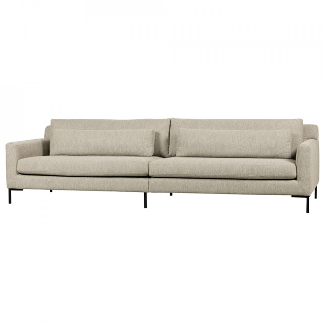 Canapea crem/neagra din textil pentru 4 persoane Hang Boucle Woood