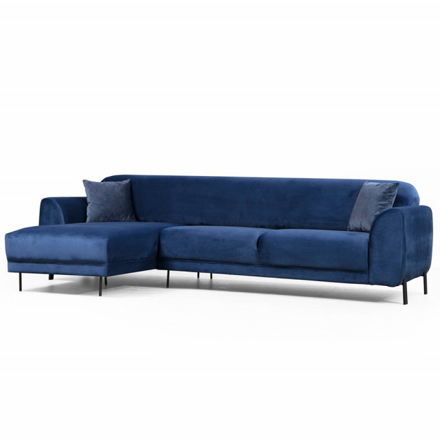 Canapea cu colt albastru navy din textil pentru 3 persoane Left Image The Home Collection