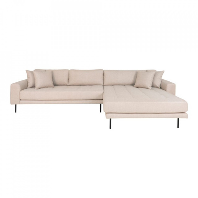 Canapea cu colt bej din textil si otel 290 cm Lido Right House Nordic