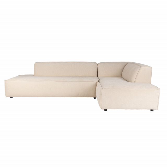 Canapea cu colt crem din material textil si lemn 308 cm Freddy Rib Right Zuiver