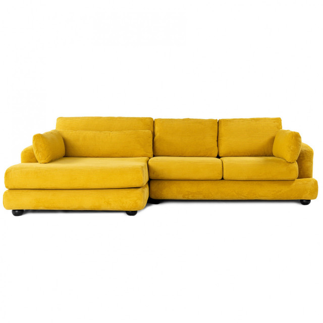 Canapea cu colt galbena din textil pentru 3 persoane Left Nordic The Home Collection