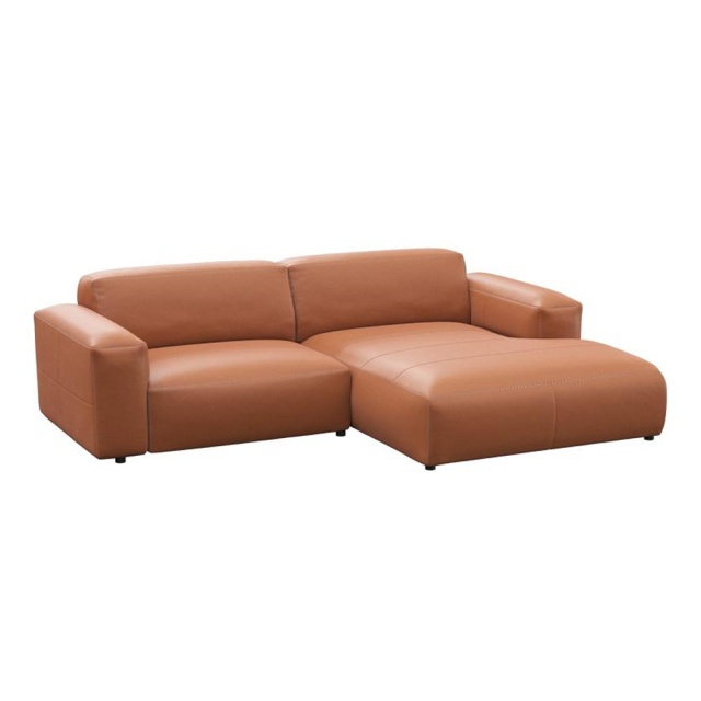Canapea cu colt maro din piele pentru 1.5 persoane Lucera Right Flexlux