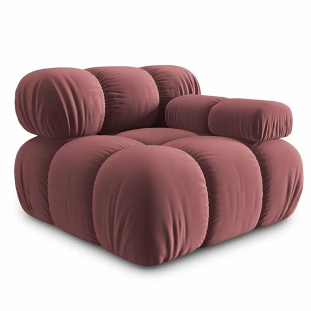 Canapea cu colt modulara roz din catifea pentru 1 persoana Bellis Right Besolux