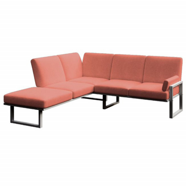 Canapea cu colt pentru exterior rosu corai/gri antracit din olefina si otel 216 cm Soledo Left Mesonica