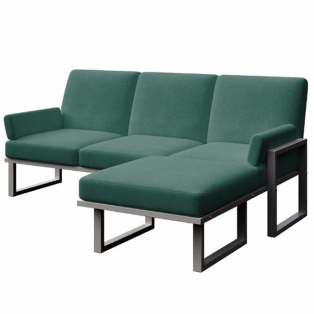 Canapea cu colt pentru exterior verde inchis/gri antracit din olefina si otel 205 cm Soledo Mesonica