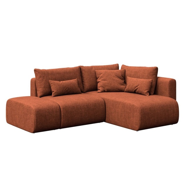 Canapea cu colt portocalie din textil pentru 4 persoane Lumine Right Mesonica
