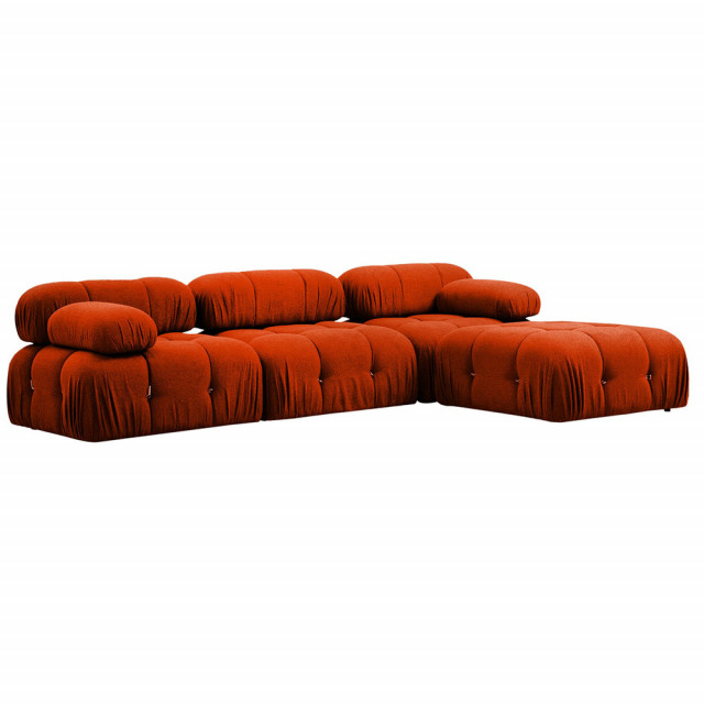 Canapea cu colt rosu caramida din textil pentru 3 persoane Bubble Right The Home Collection