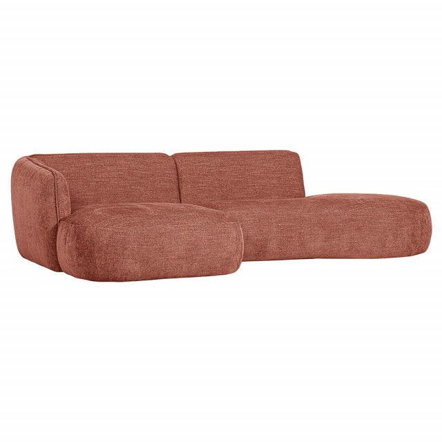 Canapea cu colt roz din poliester 258 cm Polly Left Woood