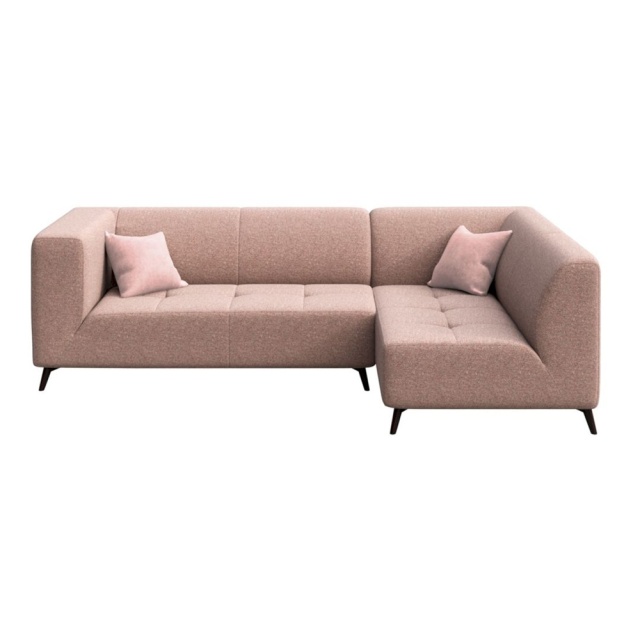 Canapea cu colt roz somon din textil pentru 4 persoane Toro Right Mesonica