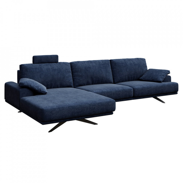 Canapea cu colt turcoaz inchis din textil pentru 4 persoane Prado Left Mesonica