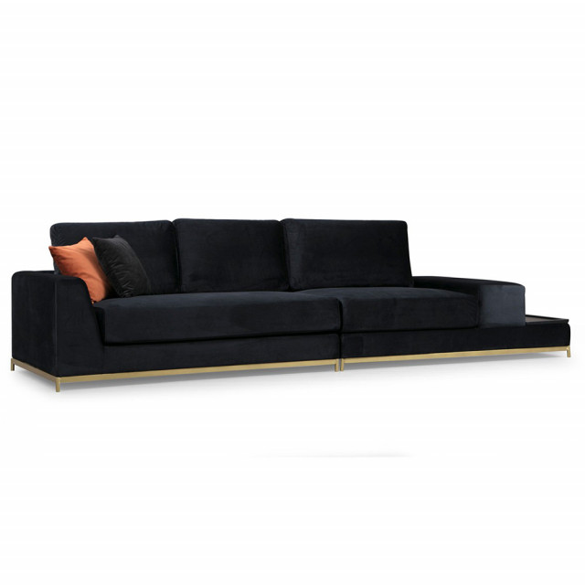 Canapea cu masuta neagra din textil pentru 4 persoane Line The Home Collection