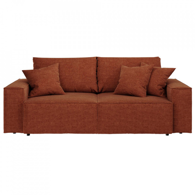 Canapea extensibila portocalie din textil pentru 3 persoane Melow Mesonica