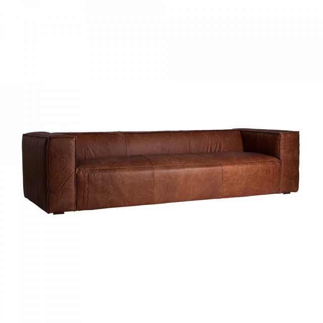 Canapea maro din piele si lemn de brad 280 cm Kurza Vical Home