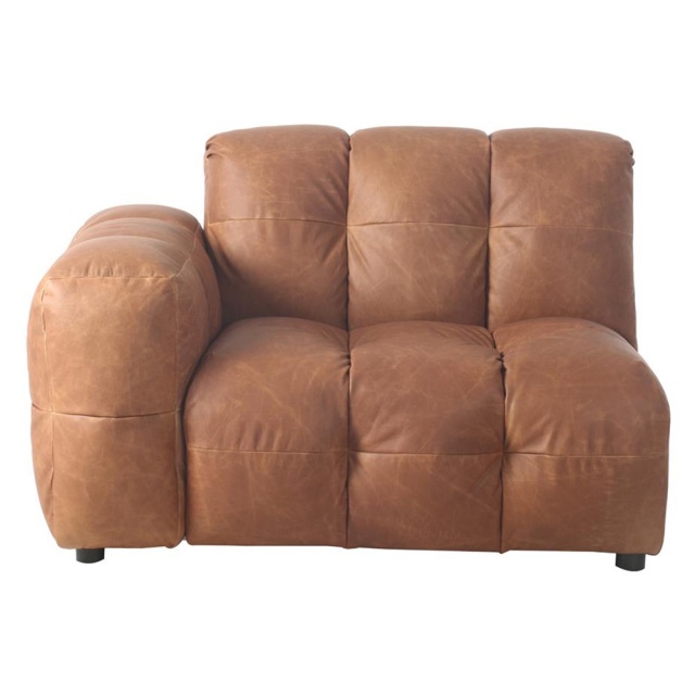 Canapea modulara maro coniac din piele 132 cm Hackman Corner Left Dutchbone