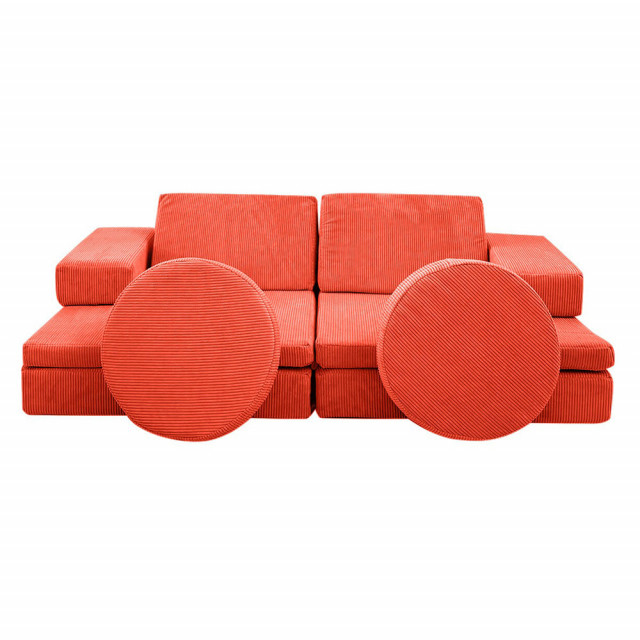 Canapea modulara portocalie din textil pentru 2 persoane Puzzle The Home Collection