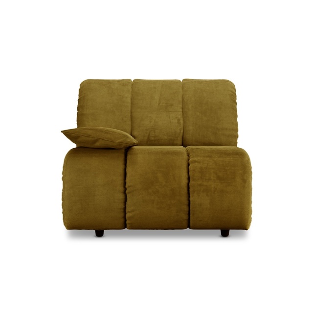 Canapea modulara verde oliv din catifea 98 cm Wave Low Royal Left HKliving