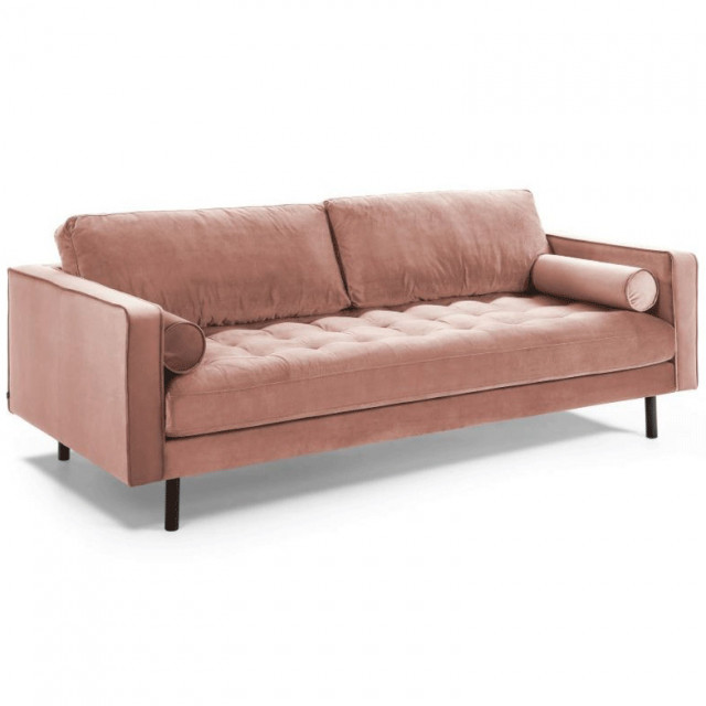Canapea roz din material textil si lemn pentru 2 persoane Debra Kave Home