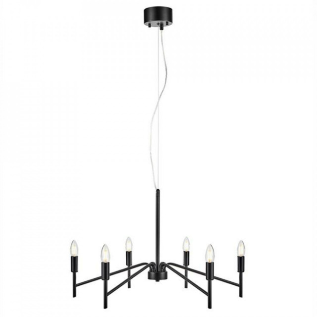 Candelabru negru din metal cu 6 becuri Monarch Markslojd