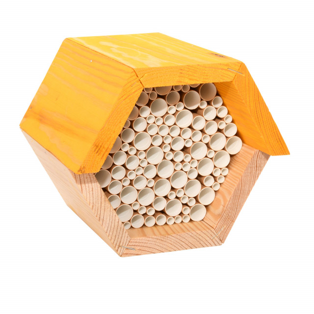 Casa pentru albine maro/galbena din lemn de pin Bee Hexagon Esschert Design