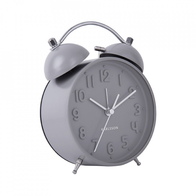 Ceas de masa rotund gri din metal 11 cm Iconic Present Time