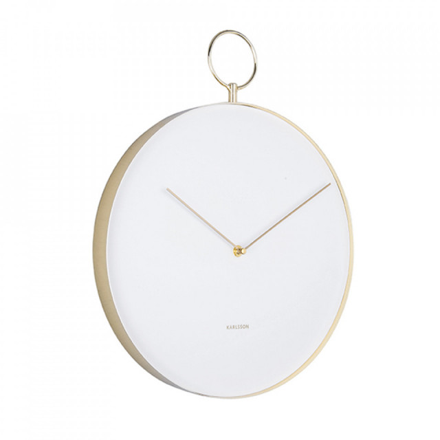 Ceas de perete rotund alb din otel 34x43 cm Hook Present Time