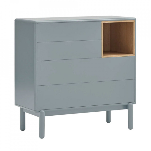Comoda gri perlat/maro din lemn 90 cm Corvo Teulat