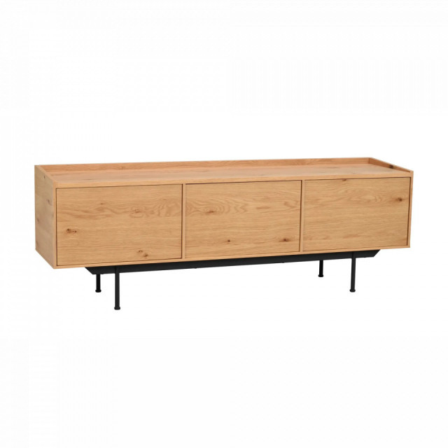 Comoda maro din lemn de stejar si metal 160 cm Brewerton Rowico Home