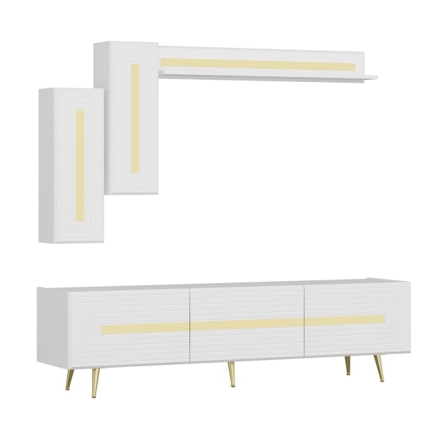 Comoda TV alba/aurie din lemn 180 cm Jose The Home Collection