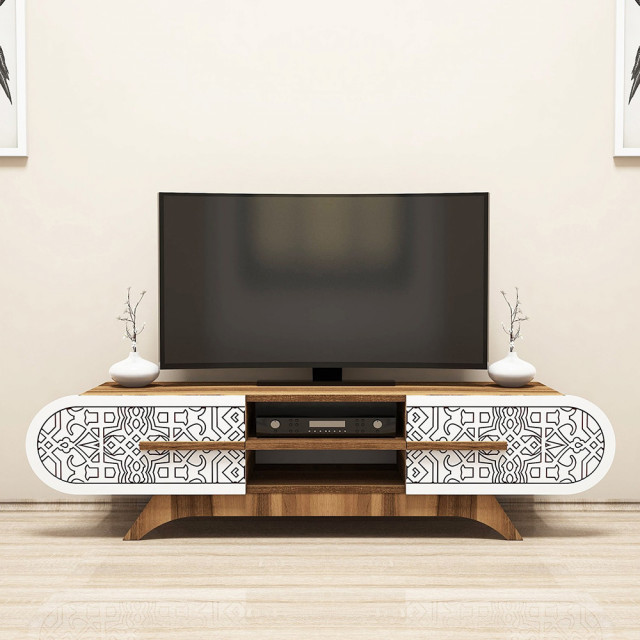 Comoda TV alba/maro 145 cm Defne The Home Collection