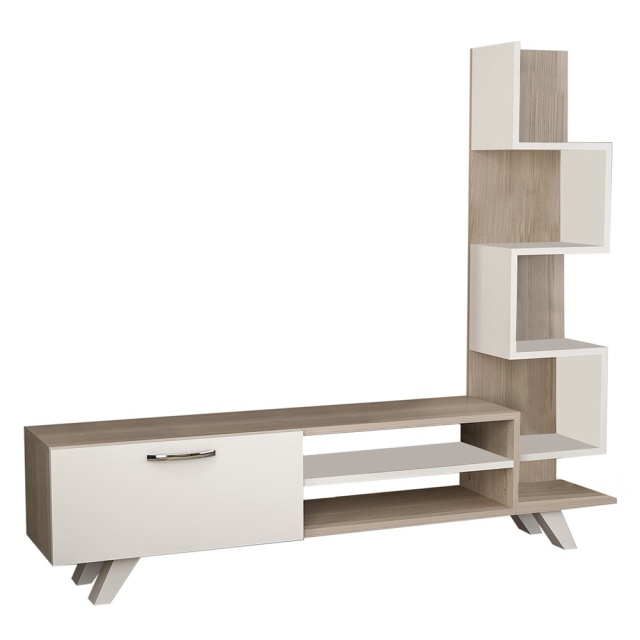 Comoda TV alba/maro din lemn 150 cm Ceren The Home Collection