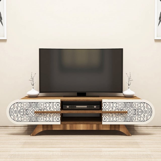 Comoda TV crem/maro din lemn 145 cm Defne The Home Collection