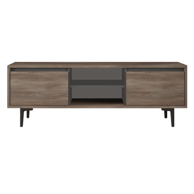 Comoda TV gri antracit/maro din lemn 140 cm Aserra The Home Collection