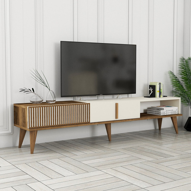 Comoda TV maro inchis/crem din lemn 180 cm Milan The Home Collection