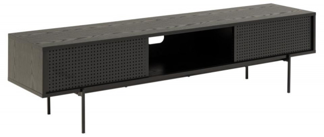 Comoda TV neagra din lemn si metal 180 cm Angus Actona Company