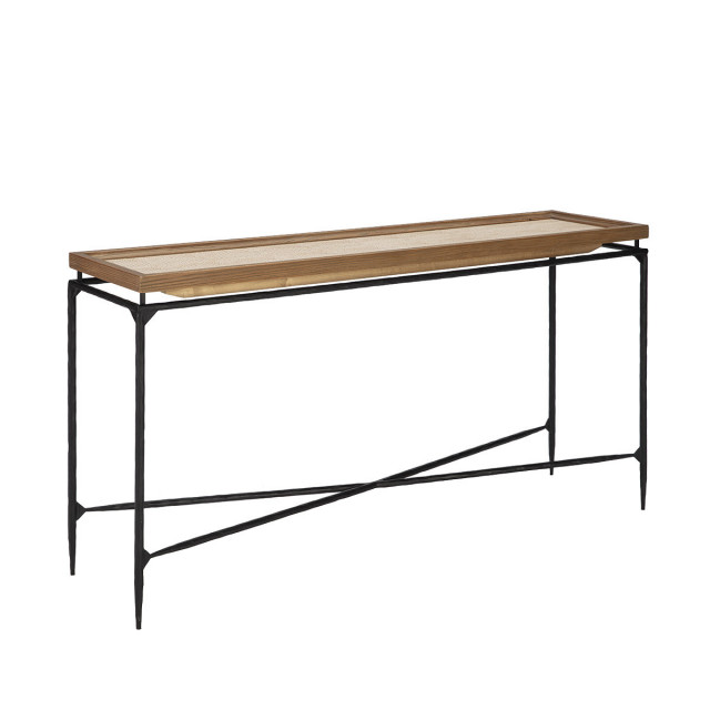 Consola maro/neagra din lemn 150 cm Lorca Thai Natura