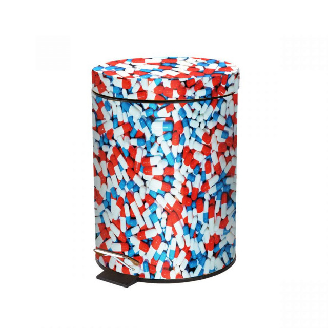 Cos de gunoi multicolor din metal 5 L Pills Seletti