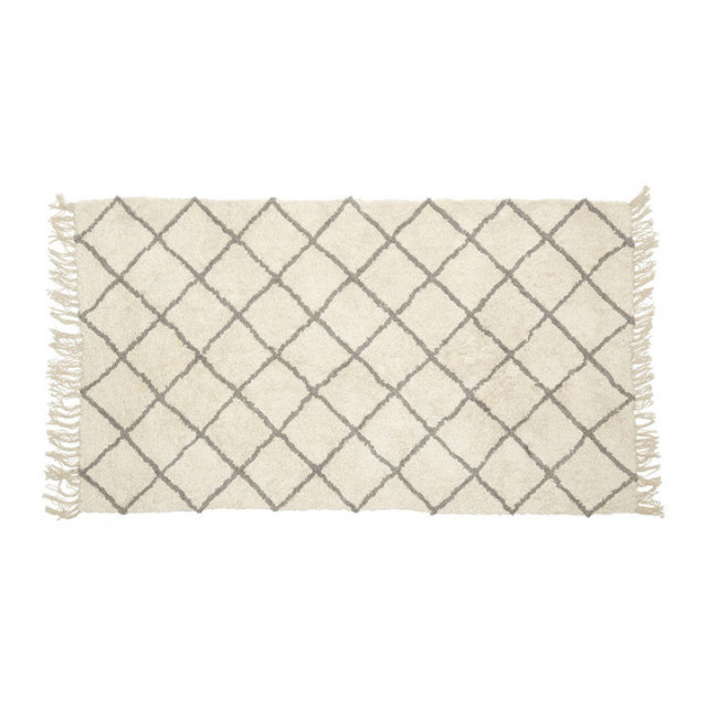 Covor alb din bumbac 90x150 cm Stripes Hubsch