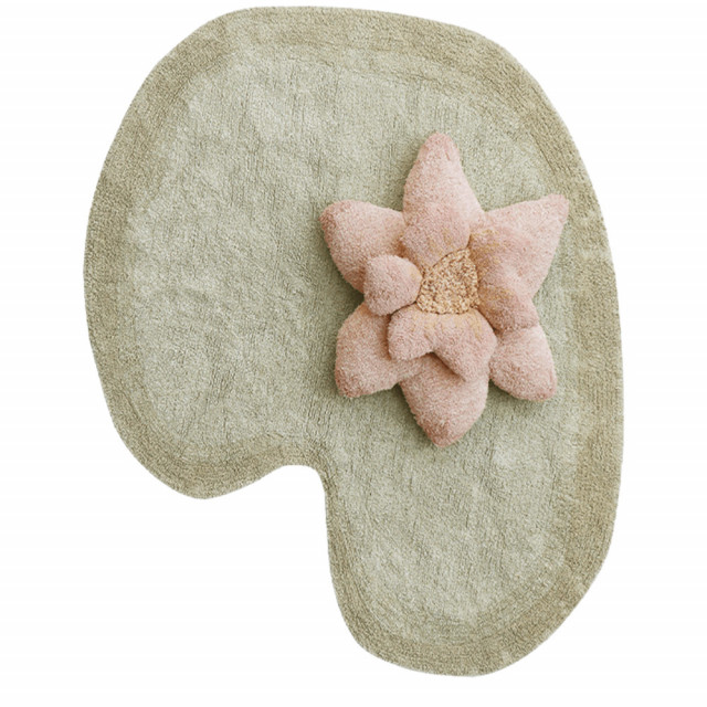 Covor cu perna detasabila verde/roz din bumbac 140x160 cm Puffy Lorena Canals