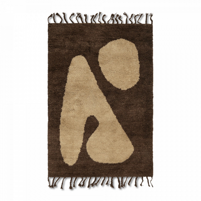 Covor maro/alb antic din fibre naturale 80x120 cm Abstract Ferm Living