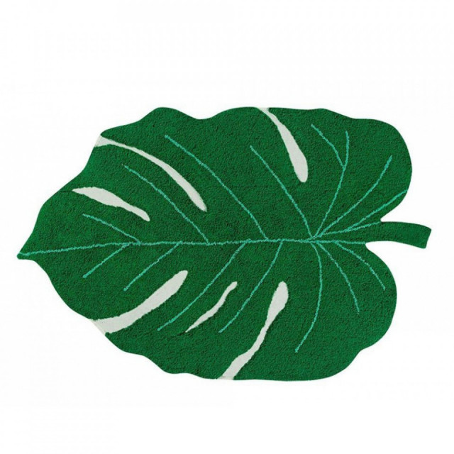 Covor oval verde din bumbac 120x160 cm Monstera Leaf Lorena Canals