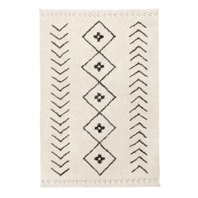 Covor pentru copii crem/negru din bumbac 170x240 cm Bereber Rhombs Lorena Canals